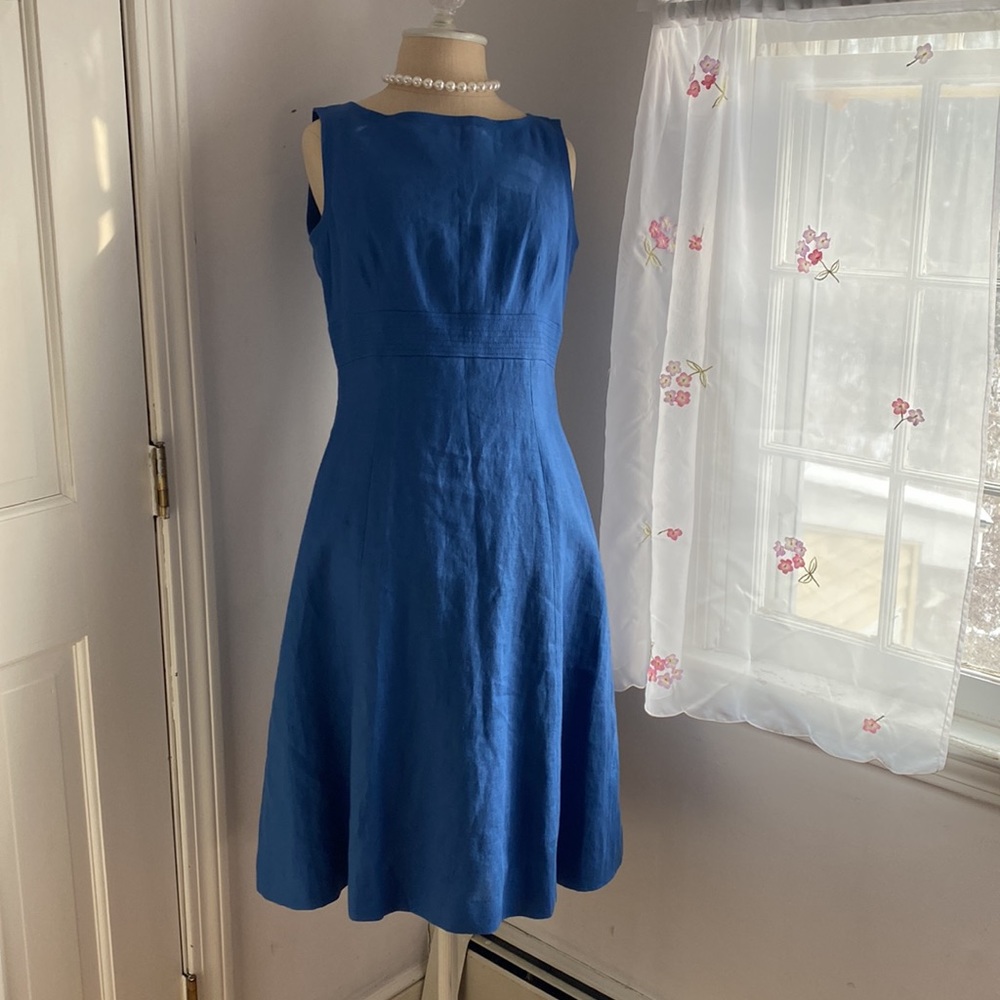 Talbots Vintage 100% Irish Linen Sleeveless Fit and Flare Dress 4